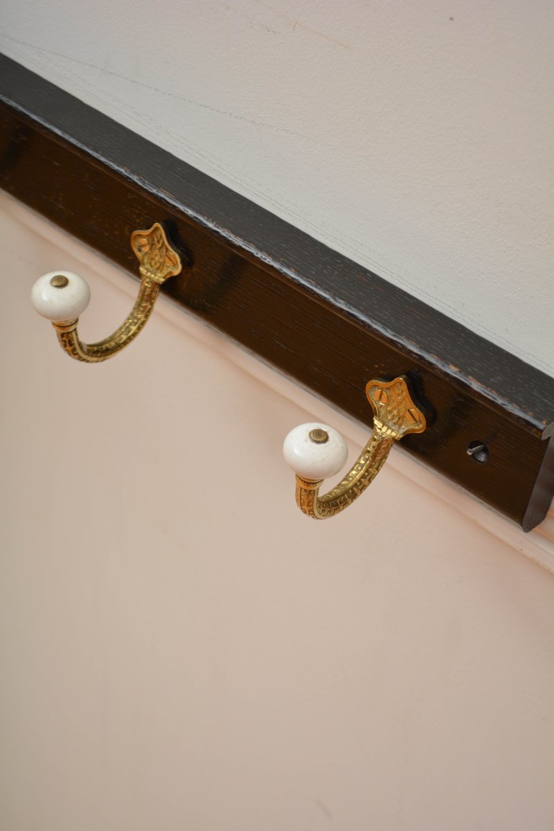 Victorian Coat Rack Ebonised Coat Hooks - Image 12